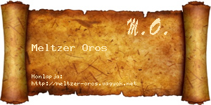Meltzer Oros névjegykártya